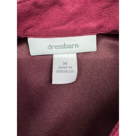 Dress Barn Women's Sueded Button Down Shirt Size M Red Asian Style Military - Picture 7 of 9